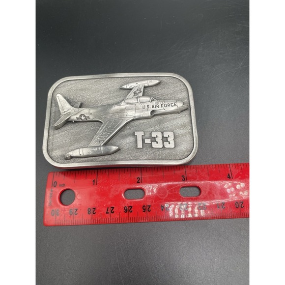 Lockheed T-33 Shooting Star Trainer Aircraft Military Usaf Vintage Belt Buckle